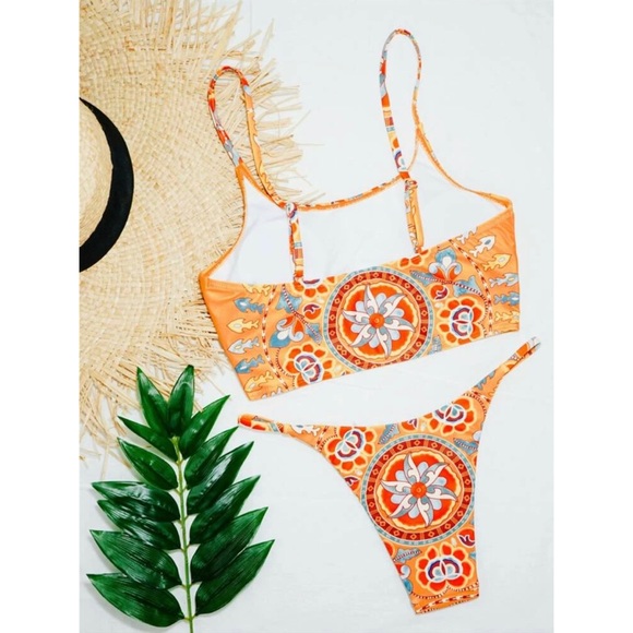 Boho Print Tankini Swimsuit Bikini Floral Thong - Picture 3 of 3